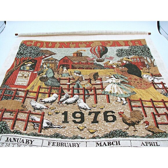 Vintage Kay Dee 1976 Tea Towel County Fair Sewell Jackson NOS Linen Calendar NIB - Picture 5 of 12